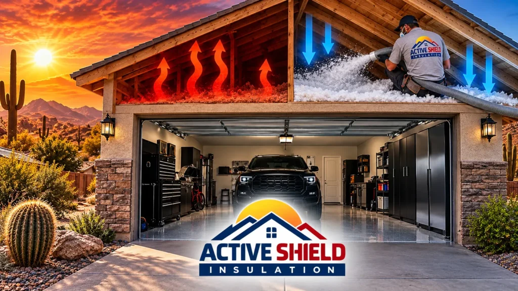 Garage attic insulation in an Arizona home