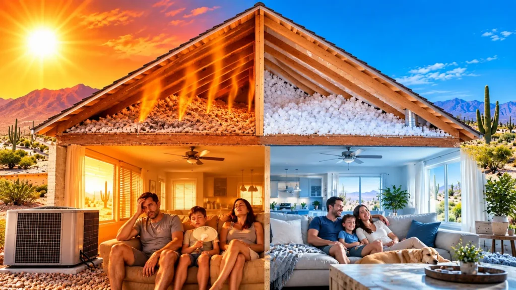 Attic insulation helping control heat transfer in an Arizona home