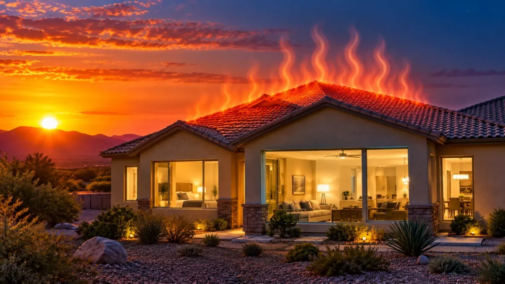 Arizona home staying hot after sunset due to heat transferring from the attic